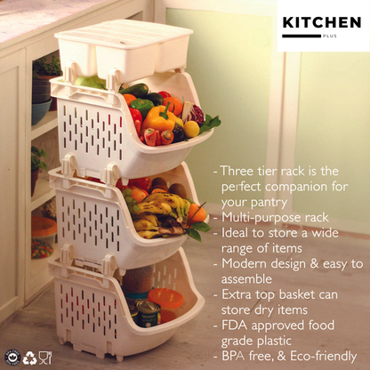 Three-tier Kitchen Rack with storage box