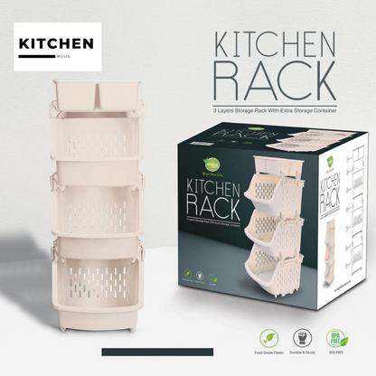 Three-tier Kitchen Rack with storage box